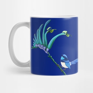 Blue Kangaroo Paw and little blue Wren Mug